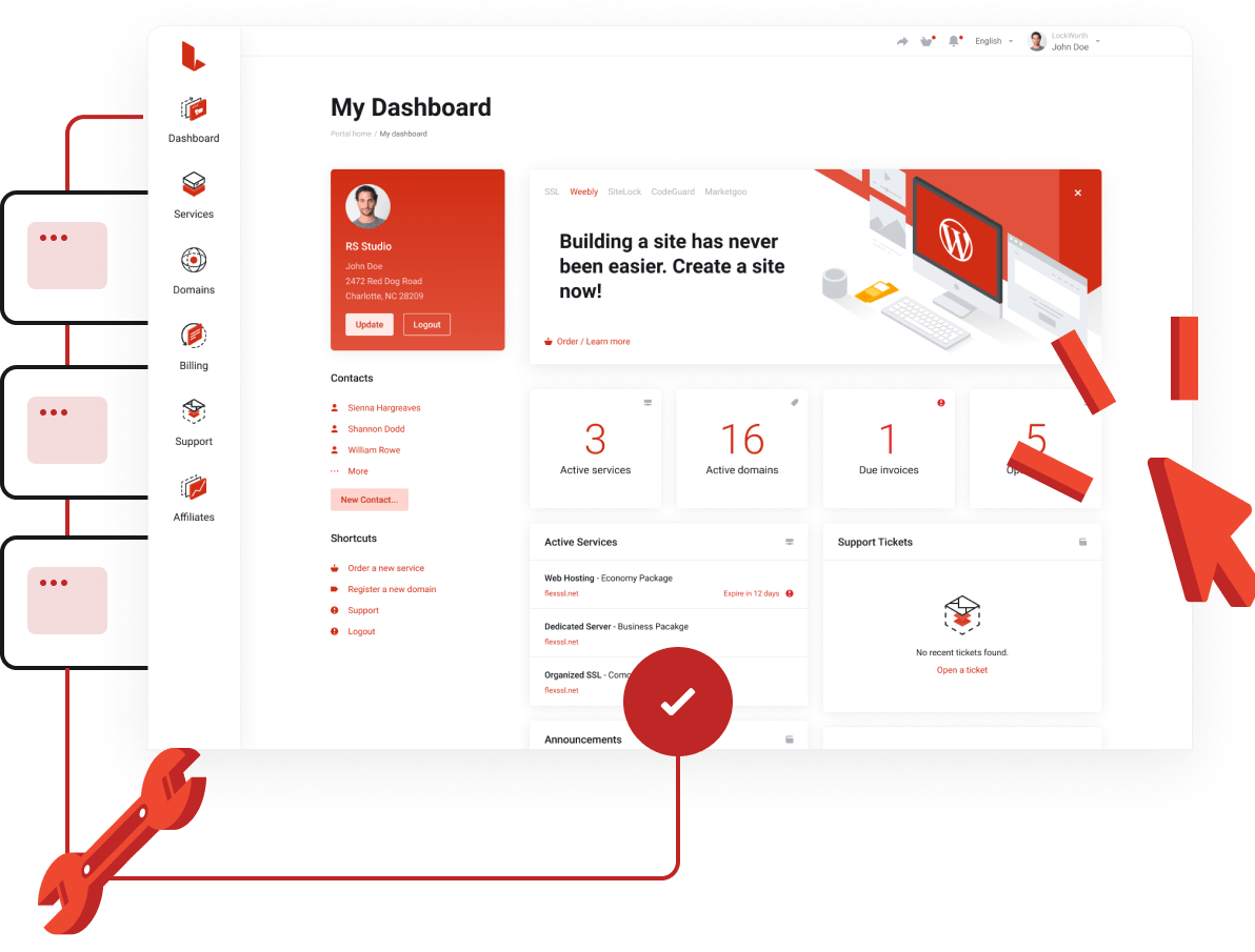 Web Hosting, Domain Names, WordPress & More - Super easy control panel to manage all your services